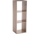 3 Divide Wooden Bookcase Beige