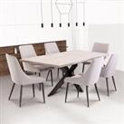 Rimini 6-8 Seater Rectangular Extendable Dining Table, Light Grey Light Grey/Black