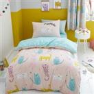 Cute Cats Duvet Cover and Pillowcase Set Pink