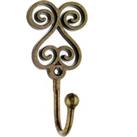 Swirl Curtain Tieback Hooks Antique Brass