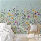 Spring Flowers Mural Blue/Green/Yellow