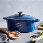 Barbary & Oak Cast Iron 29cm Oval Casserole Dish Blue