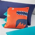 Navy Dino Square Cushion Navy Blue/Orange