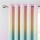 Rainbow Ombre Blackout Eyelet Curtains Pink/Yellow/Purple
