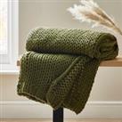 Chunky Knit Throw Olive (Green)