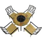 Bayfield Firepit 89cm Table with 4 Ascot Chairs Set Brown