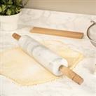 Kitchen Pantry Marble Rolling Pin with Stand White/Brown