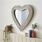 Wicker Heart Mirror, 60cm Grey