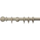 Sherwood Ball Finial Fixed Wooden Curtain Pole with Rings Taupe