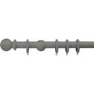 Sherwood Ball Finial Fixed Wooden Curtain Pole with Rings Grey