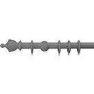 Sherwood Urn Finial Fixed Wooden Curtain Pole with Rings Grey