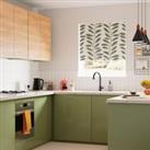 Elements Abstract Leaf Blackout Roller Blind Green/White
