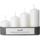 Pack of 4 White Graduated Pillar Candles White