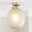 Lixue Recycled Glass Frosted Smoked Semi-Flush Fitting Gold