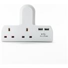 Status 2 Way Cable Free Socket with 2 x USB White