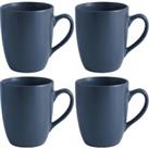 Set of 4 Stoneware Mugs, Blue Blue