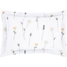 Scandi Navy Floral Oxford Pillowcase White/Grey/Yellow