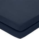 Pack of 2 Pure Cotton Toddler Fitted Sheets Navy Blue