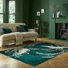 Cranes Chenille Rug Green/Brown/Gold
