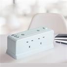 Status 4 Way Block Extension Socket with 2 USB Ports White