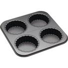 MasterClass Non Stick Four Cup Tartlet Pan with Loose Bases 26cm Black