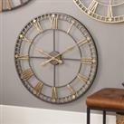 Antique Metal Skeleton Wall Clock Gold
