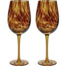 BarCraft Set of 2 Wine Glasses Brown/Black