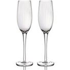 BarCraft Set of 2 Ridged Champagne Glass Flutes Clear