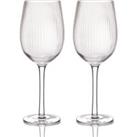 BarCraft Set of 2 Ridged Wine Glasses Clear