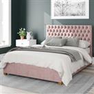 Monroe Pure Pastel Cotton Ottoman Bed Frame Rose