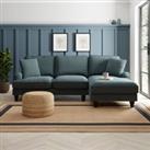 Beatrice Chunky Chenille 3 Seater Corner Chaise Double Sofa Bed Pacific Blue
