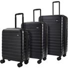 Rock Luggage Novo Set of 3 Suitcases Black