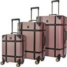 Rock Luggage Vintage Set of 3 Suitcases Pink