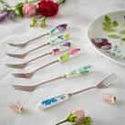 Set of 6 Water Garden Pastry Forks White