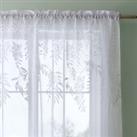 Catherine Lansfield Wisteria Floral White Slot Top Curtain Panel White