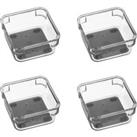 Set of 4 Small Square Drawer Organisers Clear