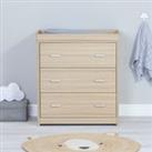 Babymore Luno Veni 3 Drawer Chest & Changing Unit Natural