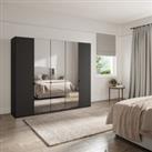 Wiemann Kahla 5 Door Mirrored Wardrobe Graphite (Grey)
