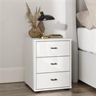 Wiemann Kahla Glass Fronted 3 Drawer Bedside Table White