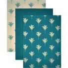 Pack of 3 Luxe Palm Teal Tea Towels Teal (Green)