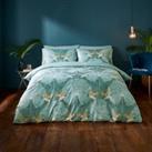 Luxe Cranes Mineral Duvet Cover and Pillowcase Set Blue