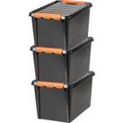 SmartStore Pro 50L Set of 3 Boxes, Black & Orange Black