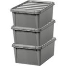 SmartStore Recycled 14L Set of 3 Boxes, Grey Grey