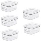 Compact Storage Tub Small with lids 1.5L Set of 5 Clear