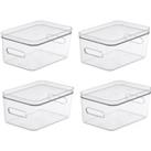 Compact Storage Tub Medium with lids 5.3L Set of 4 Clear