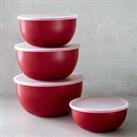 KitchenAid Set of 4 Empire Red Prep Bowls with Lids Red