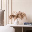 Artificial Pampas Grass in White Ceramic Vase Natural