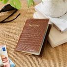 Embossed Leather Passport Holder Brown