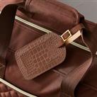 Embossed Leather Luggage Tag Brown