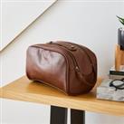 Faux Leather Wash Bag Brown